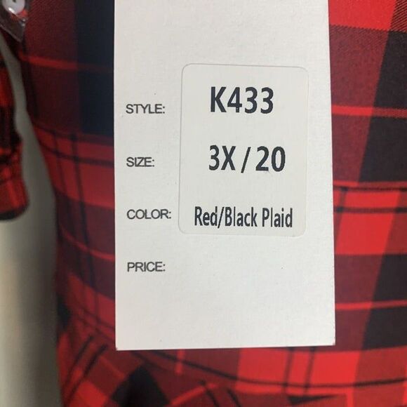 Unique Vintage Red Black Plaid Retro Shirt Dress Full Skirt Women’s Size 3X/20 - Picture 7 of 8